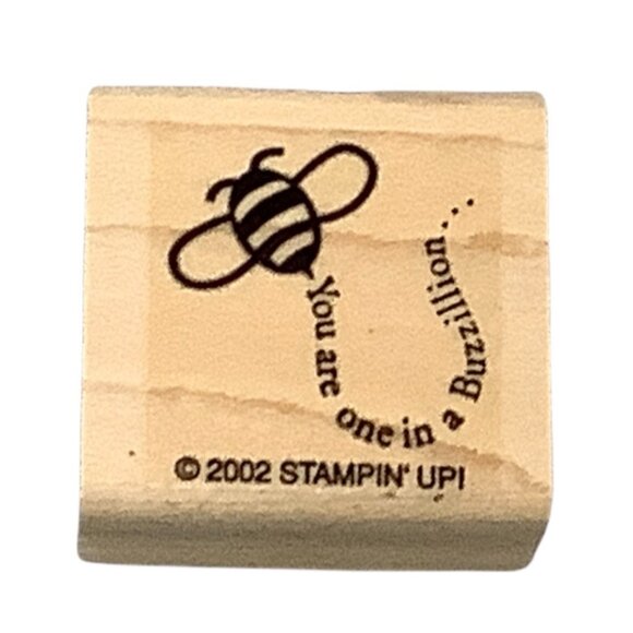 Stampin Up! Wooden Rubber Stamps The Fine Print Balloon Flower Heart Bee Umbrell - Picture 8 of 10